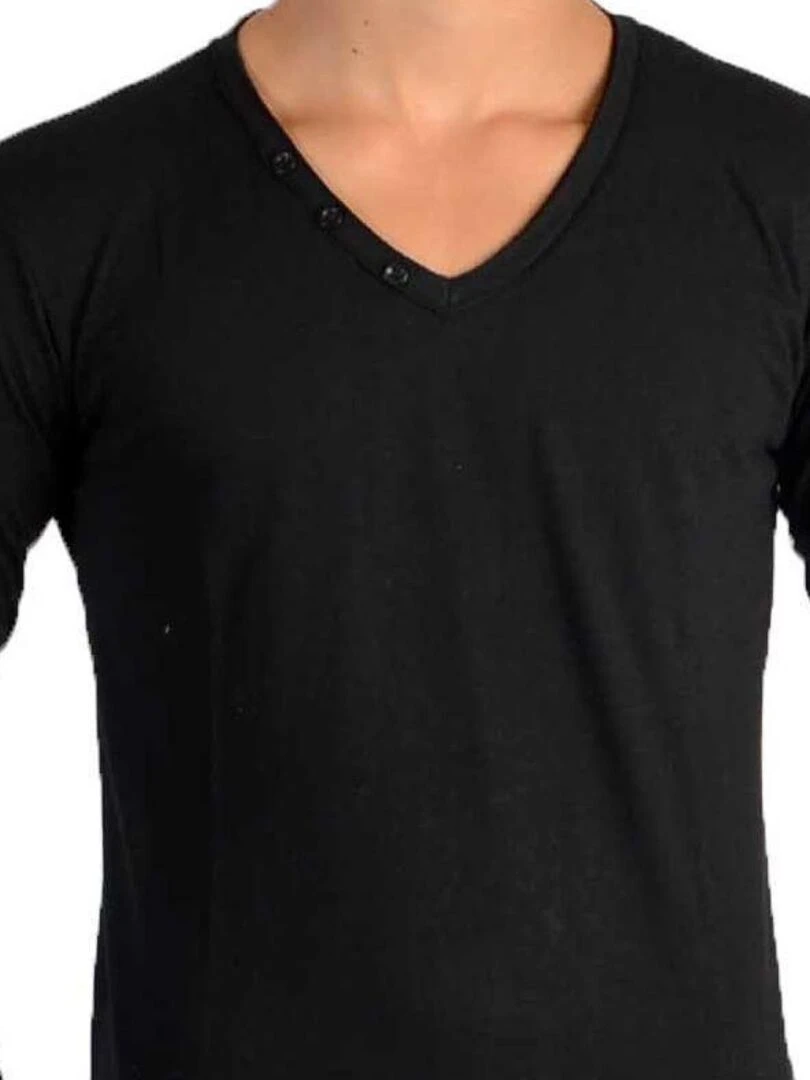 Tee Shirt Little Eleven Paris Basic V LS Mixte Garçon  Fille  Noir   Noir