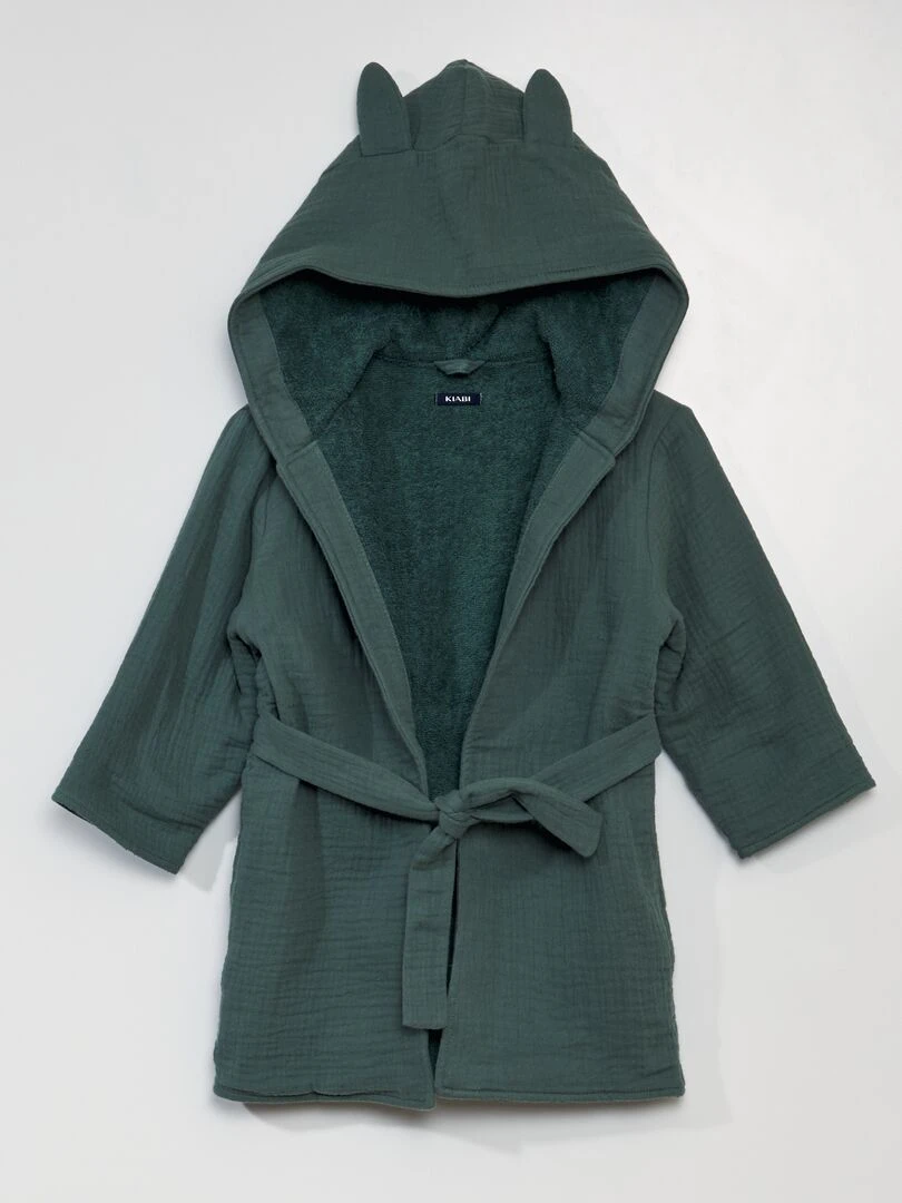 Peignoir de bain en double gaze de coton Vert