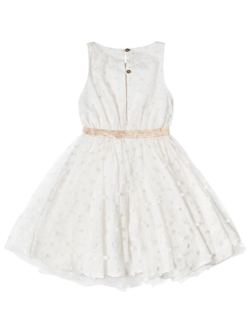 Robe Cérémonie Fille  Tulle Blanche Lin Or  HEPBURN   La Faute à Voltaire   Blanc Doré