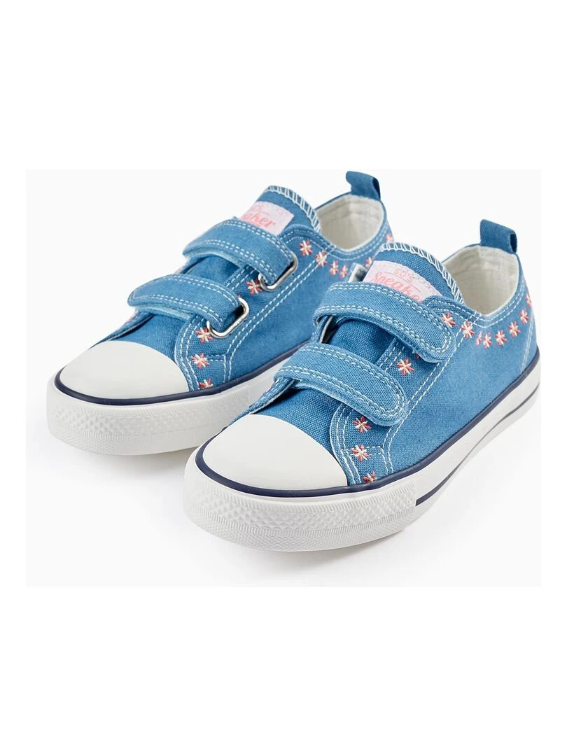 Baskets en jean avec fleurs brodées pour fille '50s Sneaker' Bleu