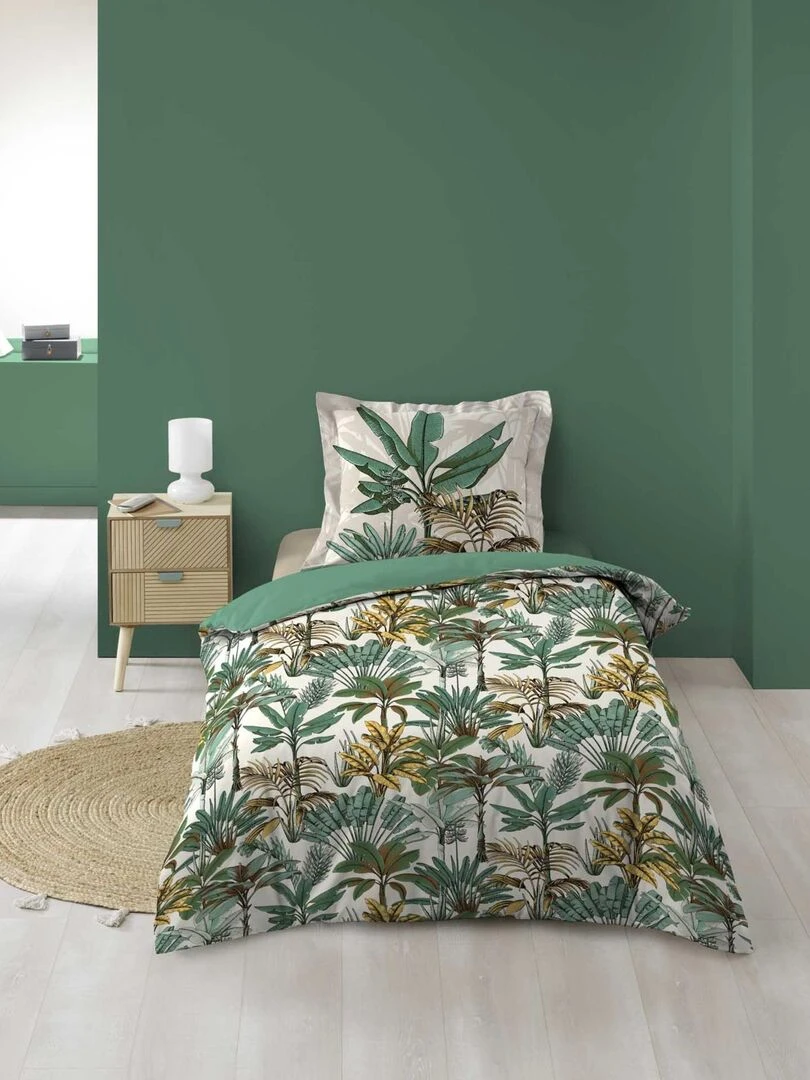 Parure de lit imprimé feuillages exotiques Multicolore