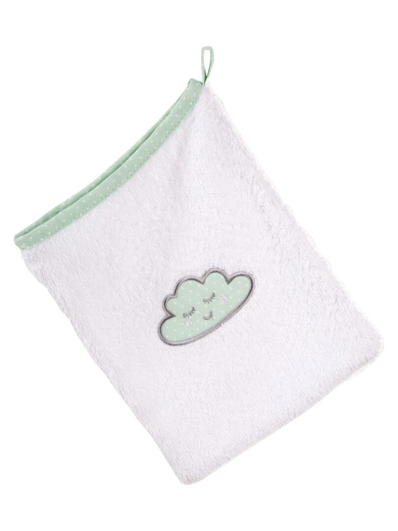 Coffret Sortie de Bain Bébé 'Happy Cloud' Brodé Nuage   'ROBA'   Blanc Vert clair