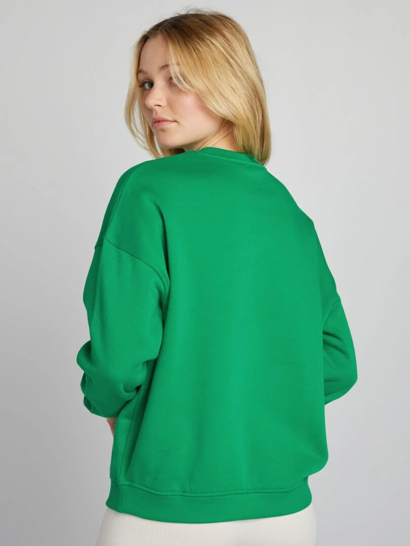 Sweat en molleton uni   vert jardin
