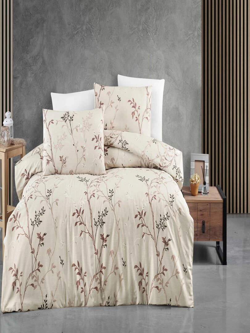 Parure housse de couette et taie d'oreiller Beige