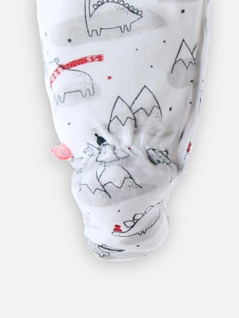 Pyjama 1 pièce Noël en velours  blanc/gris clair   Noukie's   Blanc