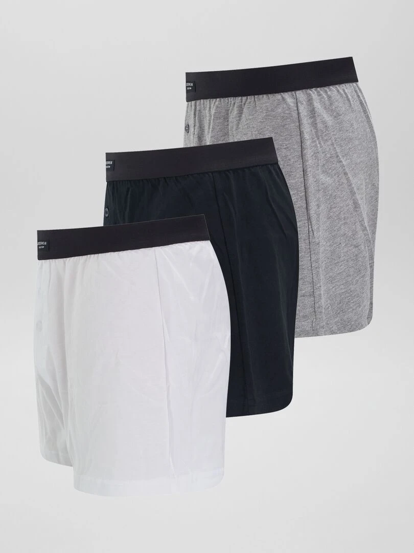 Lot de 3 boxers unis   Gris/noir/blanc