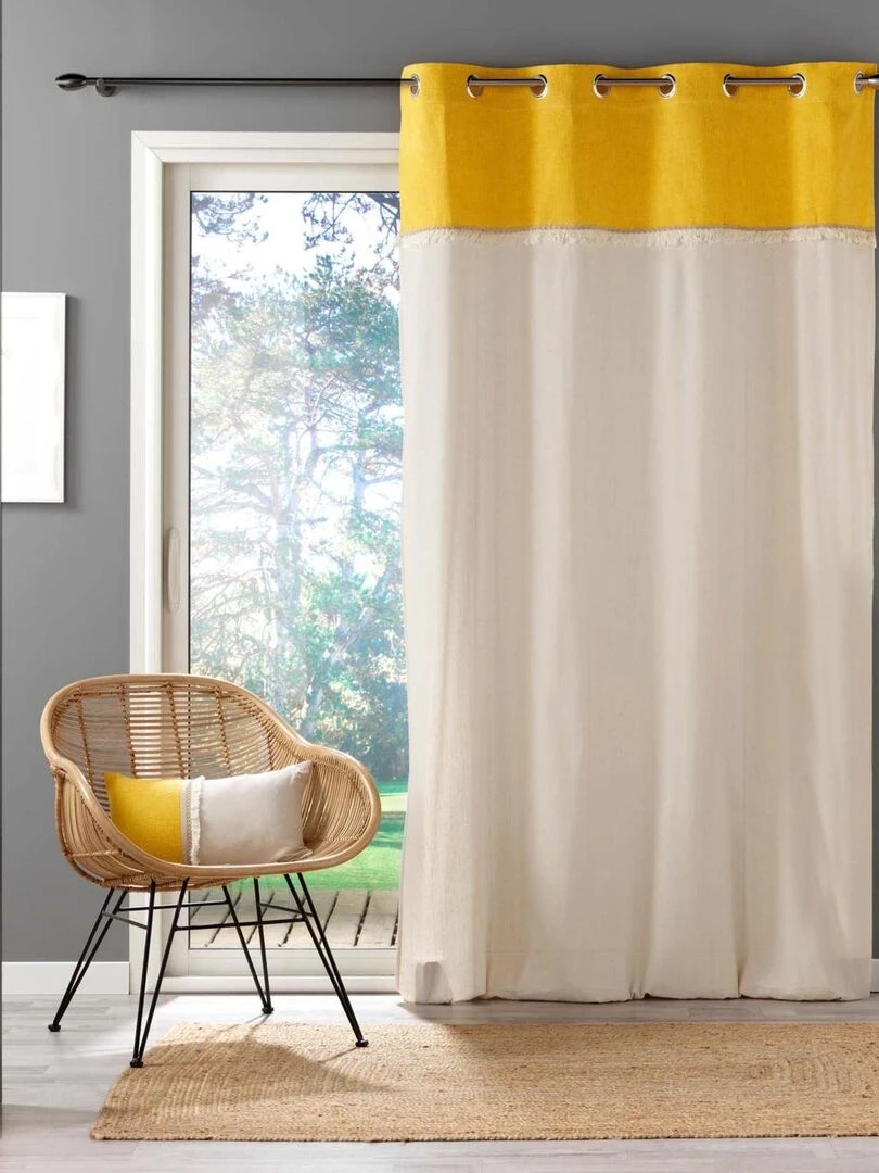 Rideau à parement frangé Jaune