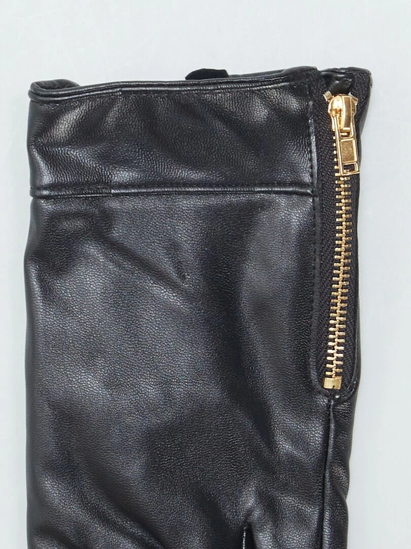 Gants en simili avec zip fantaisie   Noir