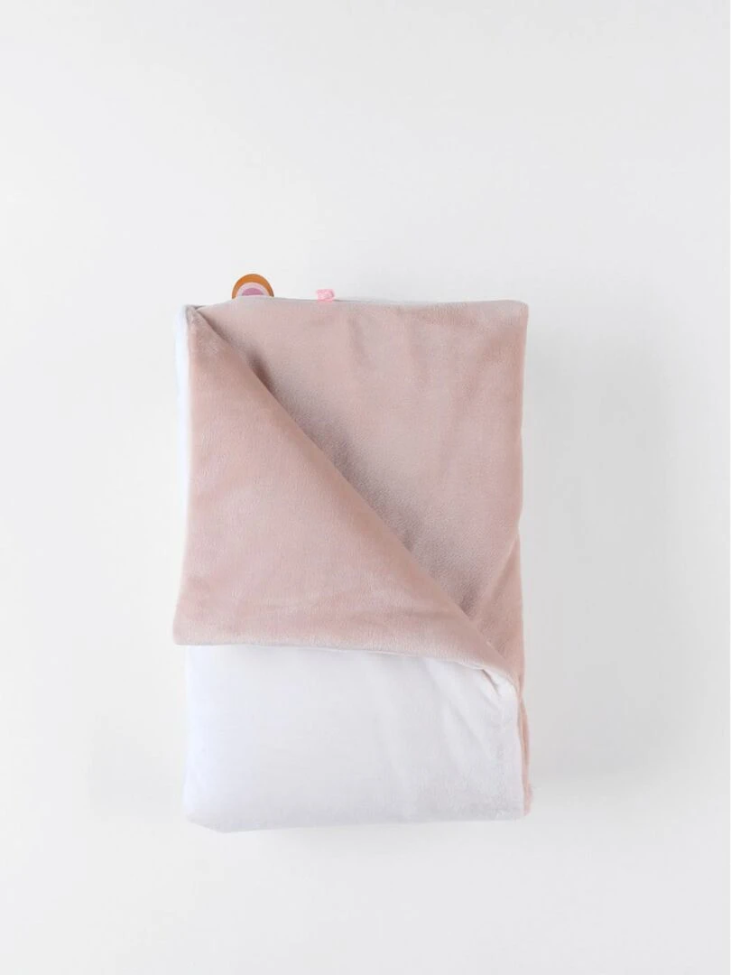 Couverture 75 x 100 cm Popsie Gigi & Louli en Veloudoux® écru/rose poudré Noukie's Blanc