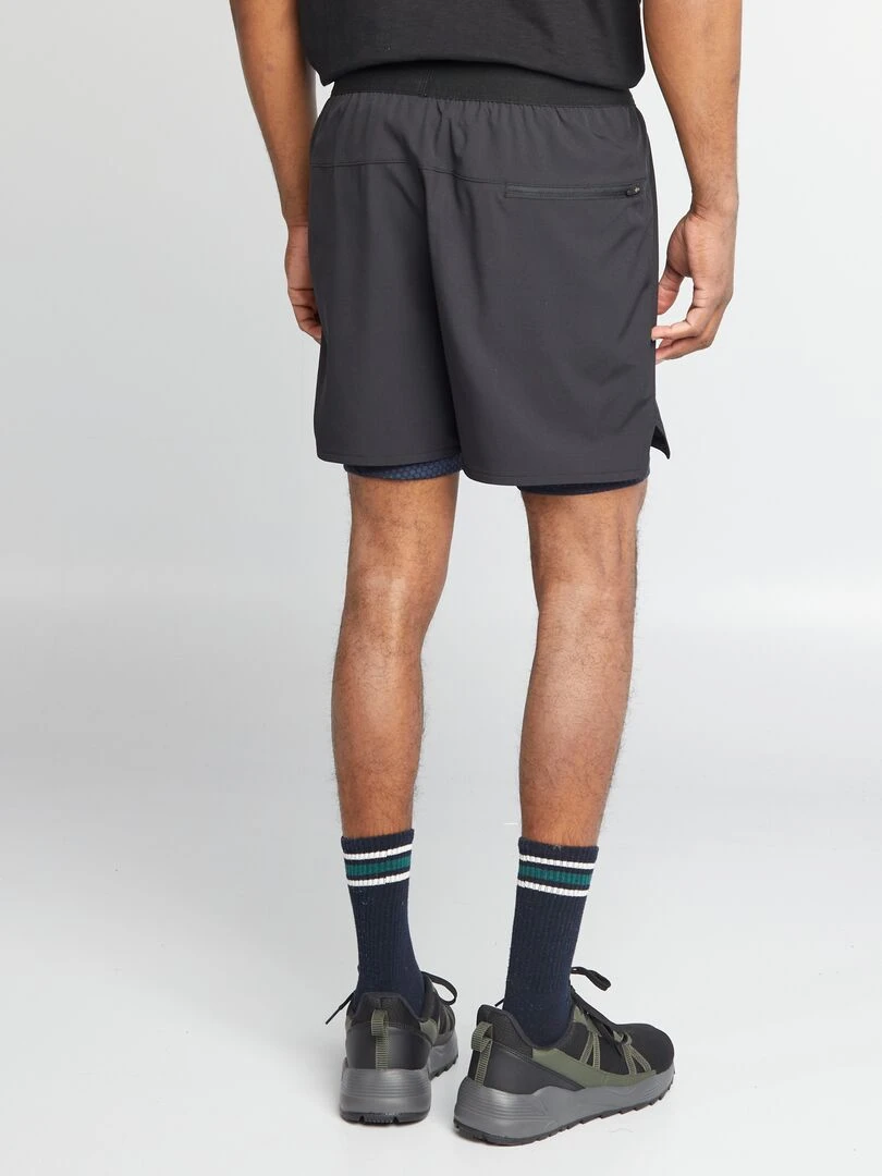 Short de sport 2 en 1   noir