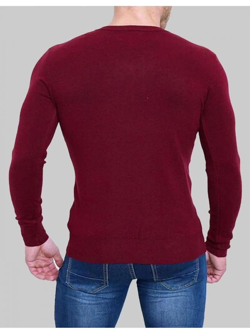 Pull manches longues col V Kebello   Bordeaux