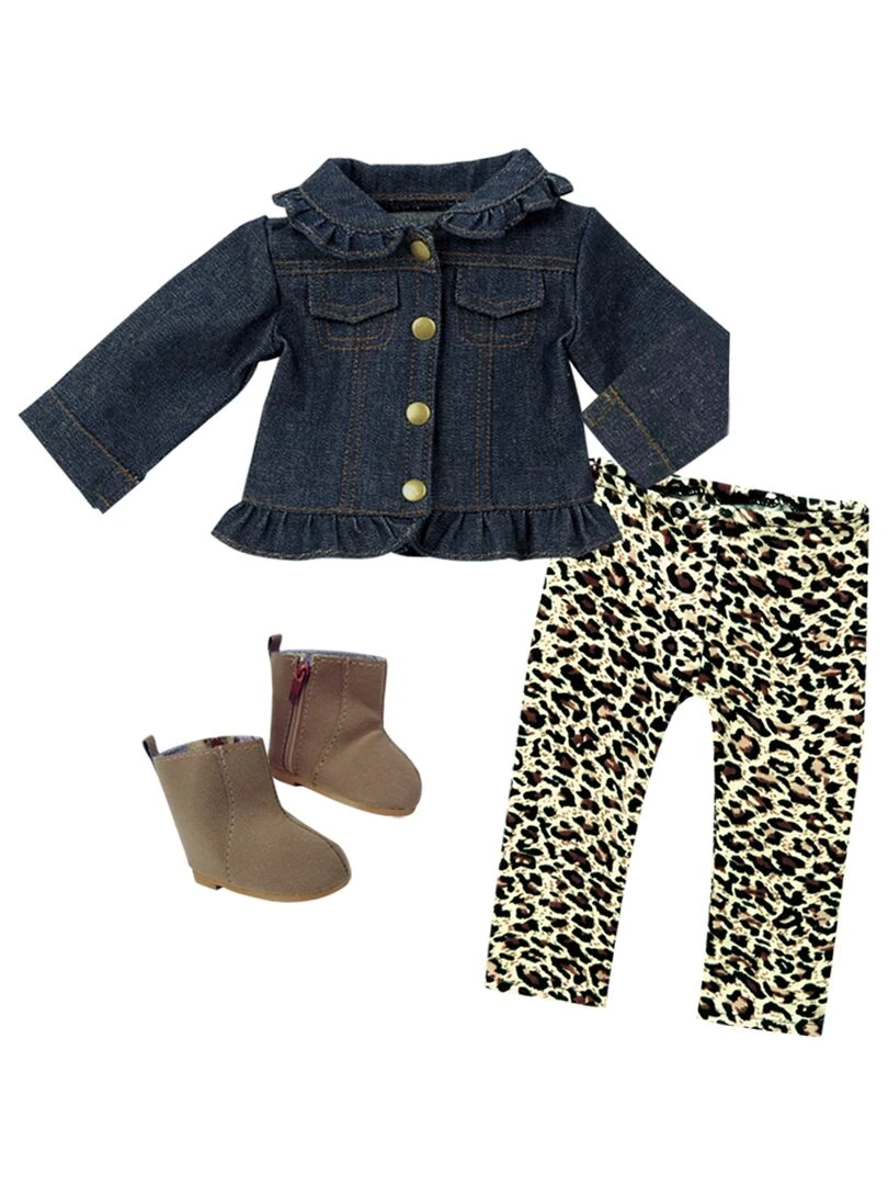 Sophia's 18" Poupee Veste en jean à volants leggings à imprimé animal Bleu N/A