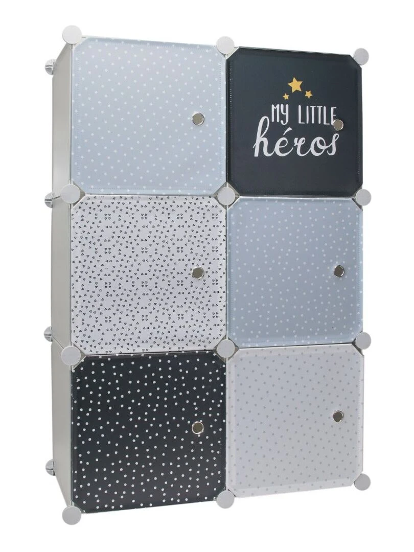 Rangement enfant armoire modulable 6 cubes garçon   Gris