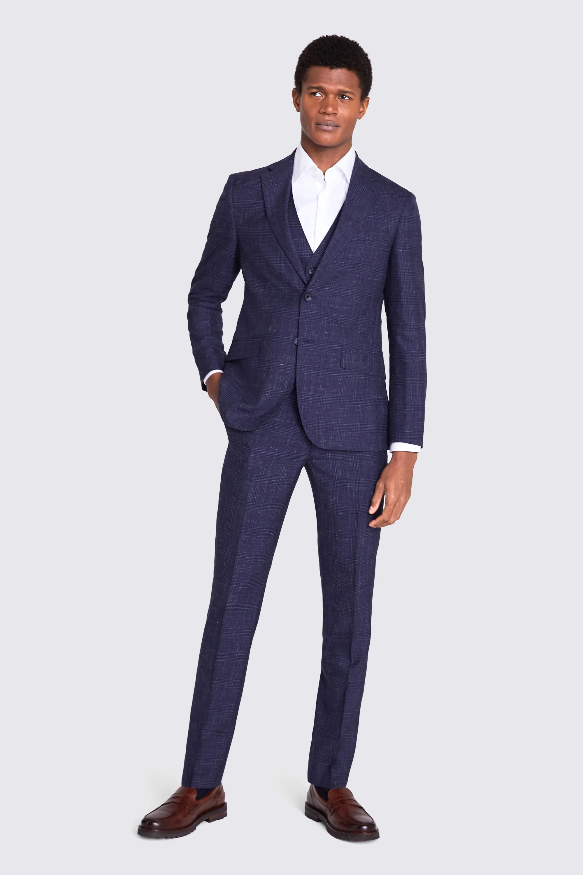 Ted Baker Tailored Fit Navy Check Jacket    Buy Online at Moss