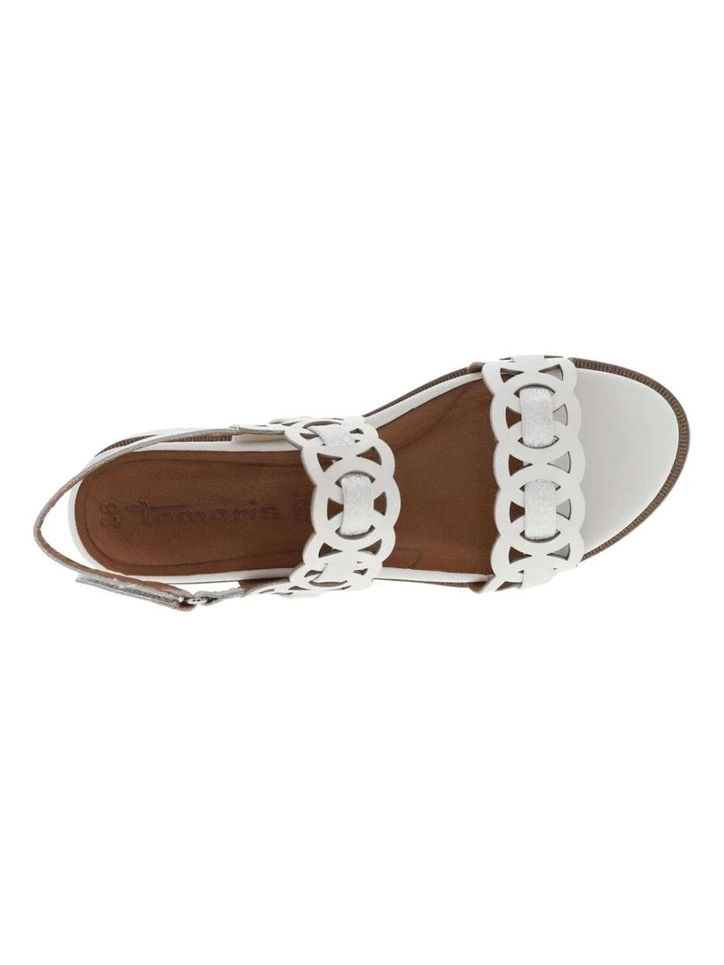 TAMARIS   Nu pieds cuir talon semi compensée   Blanc