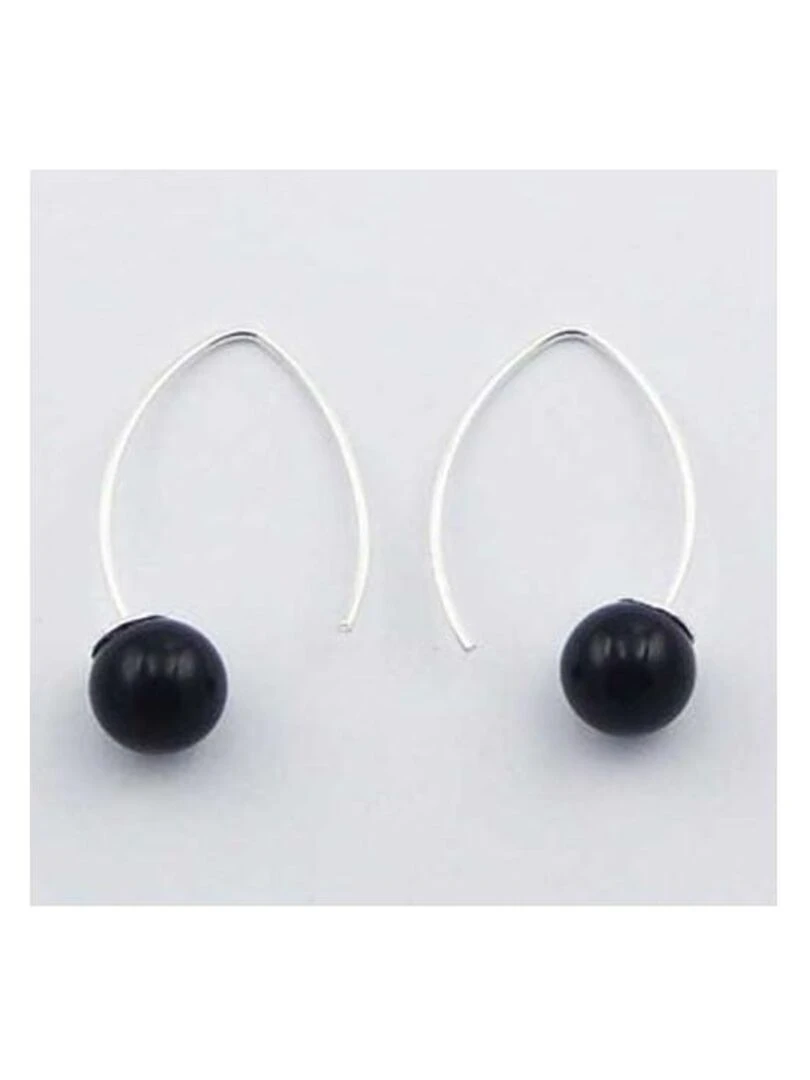 Boucles d'oreille en argent agate Bijoucolor Noir
