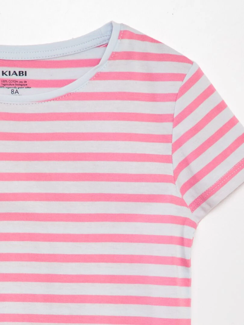 T shirt imprimé marinière Rose/bleu