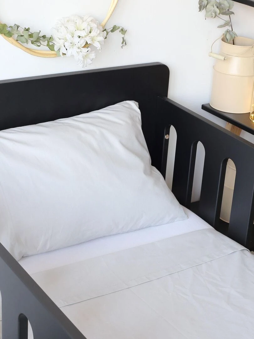 Taie d'oreiller lit bébé en coton Gris