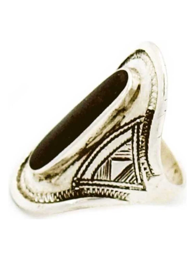 Bague Touareg ébène navette Bijoucolor Argent