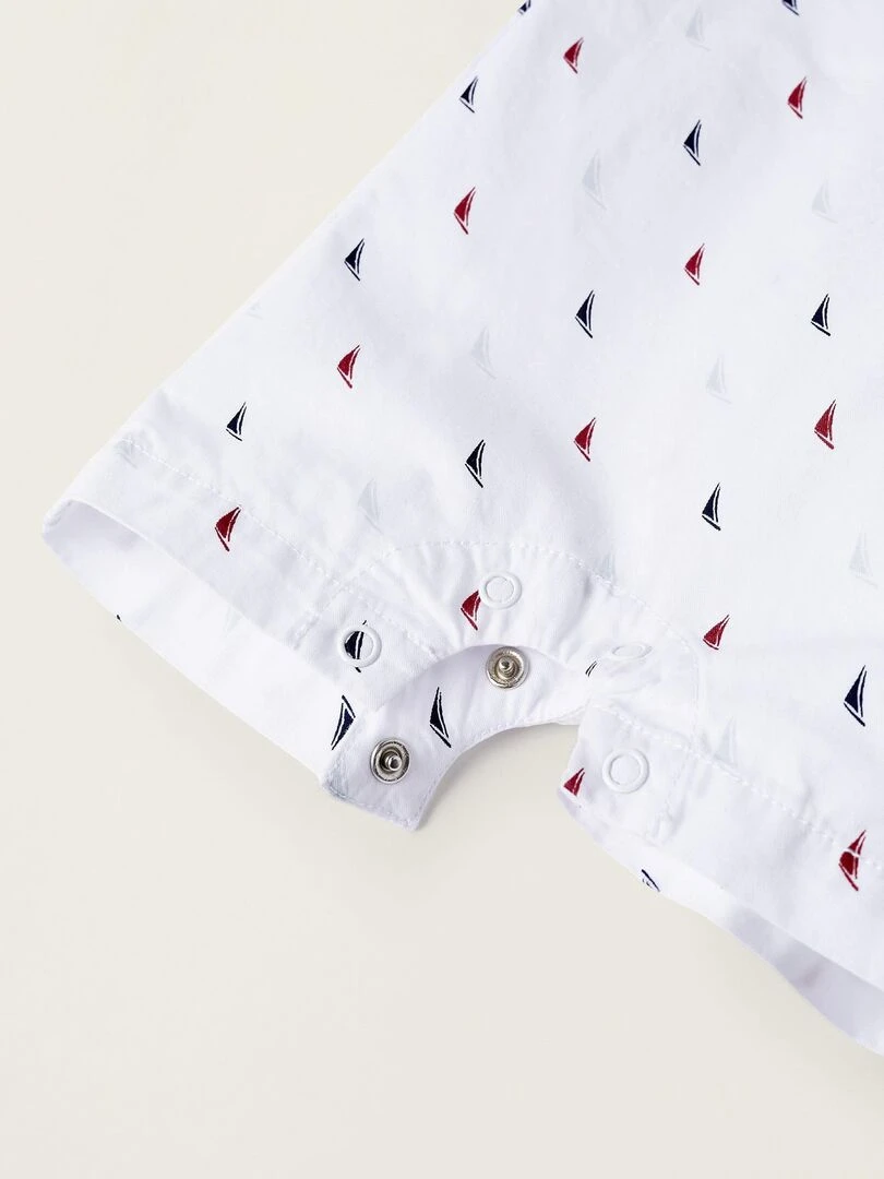 Salopette à Motif pour Nouveau Né 'Chaussures Bateau'   Blanc
