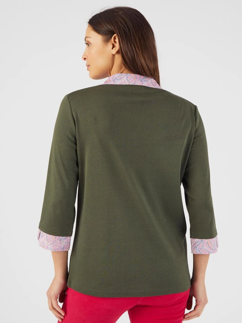 Tee shirt effet 2 en 1 coton biologique   Damart   Vert foncé