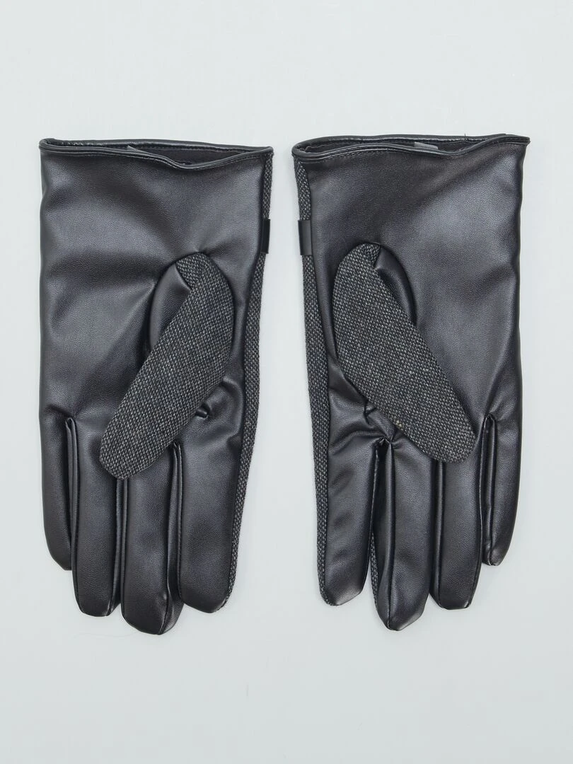 Gants bi matières doublés polaire Noir
