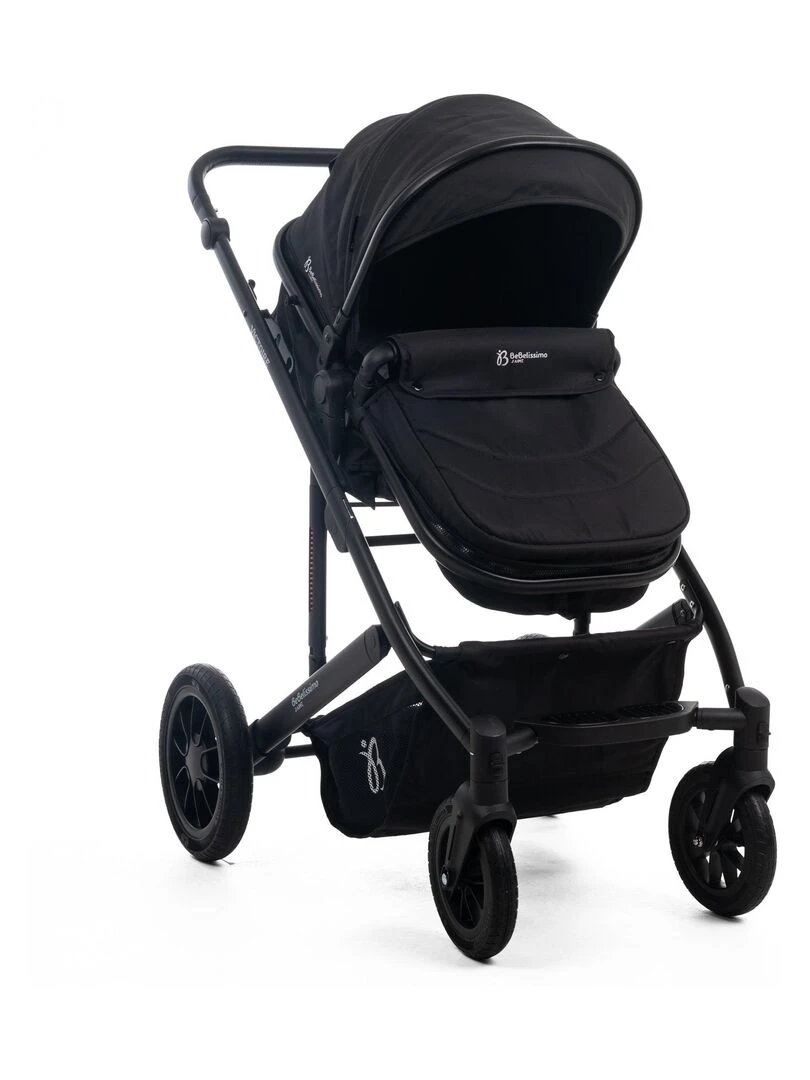 BEBELISSIMO   Poussette combinée trio 3 en 1   siège auto 0m   – max 22kg – Victoire I Size   noir   Noir