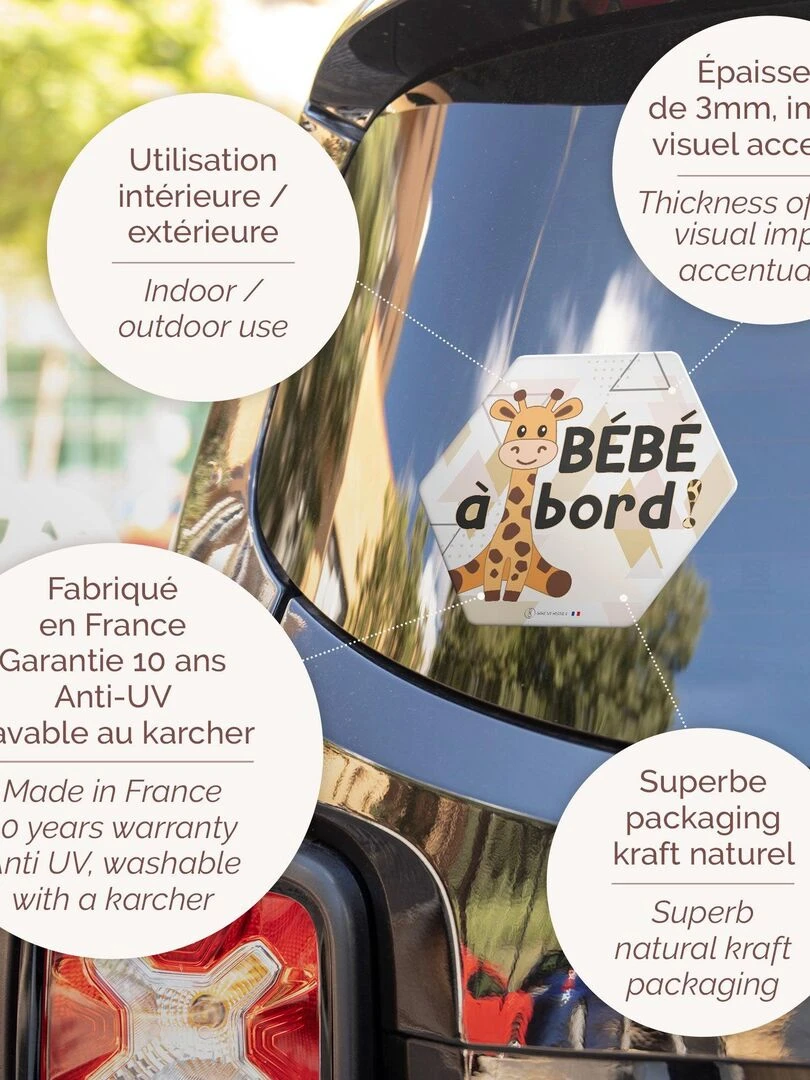 Adhésif / Autocollant bébé à bord   Girafe   N/A