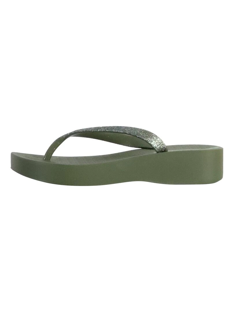 Tong Compensées à Enfiler Ipanema Mesh Chic Plat Vert