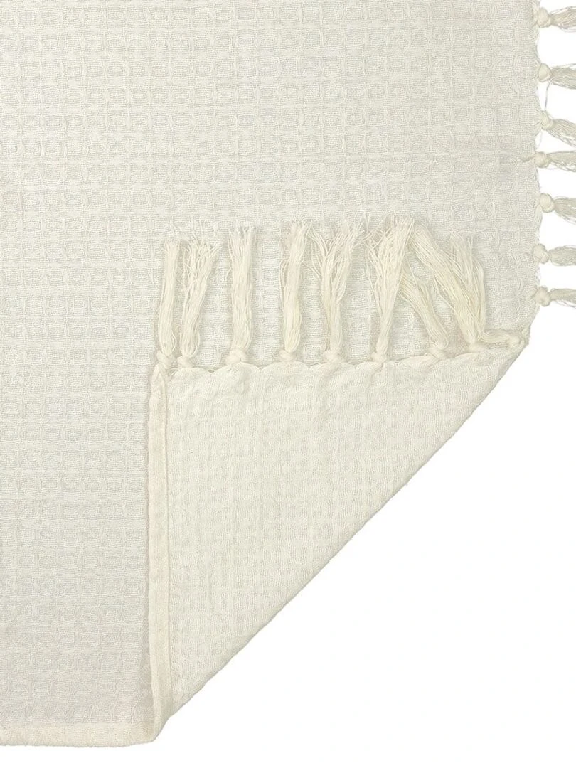 Jeté de canapé gaufré 170x250 cm ivoire   Blanc