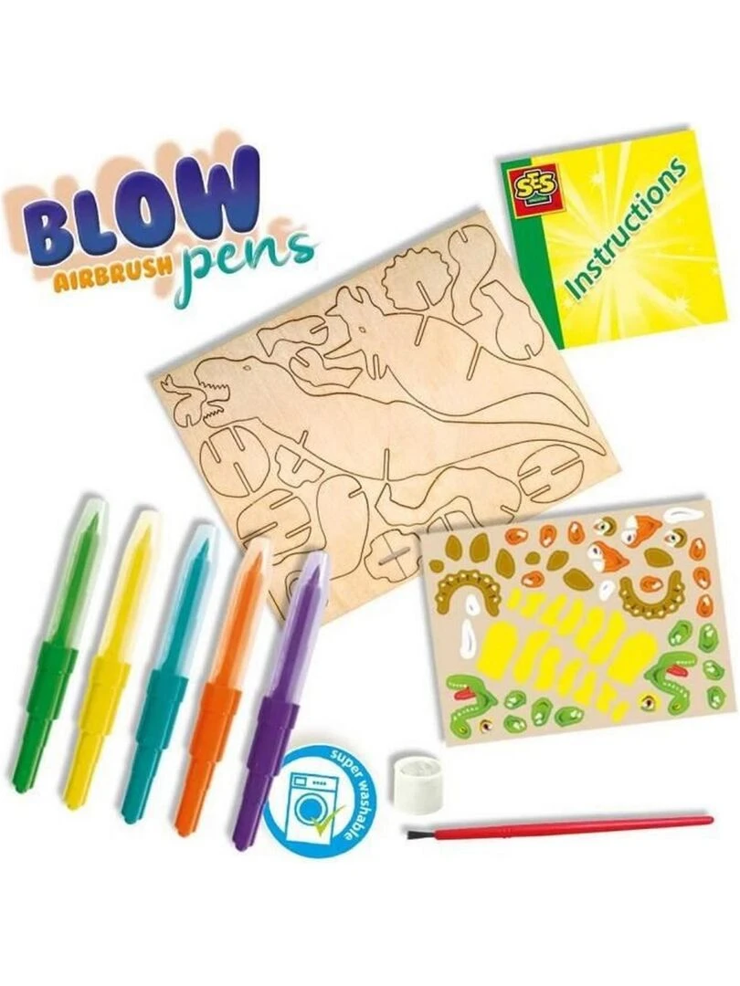 Crayons souffleurs Blow airbrush pens : Dinosaure   N/A