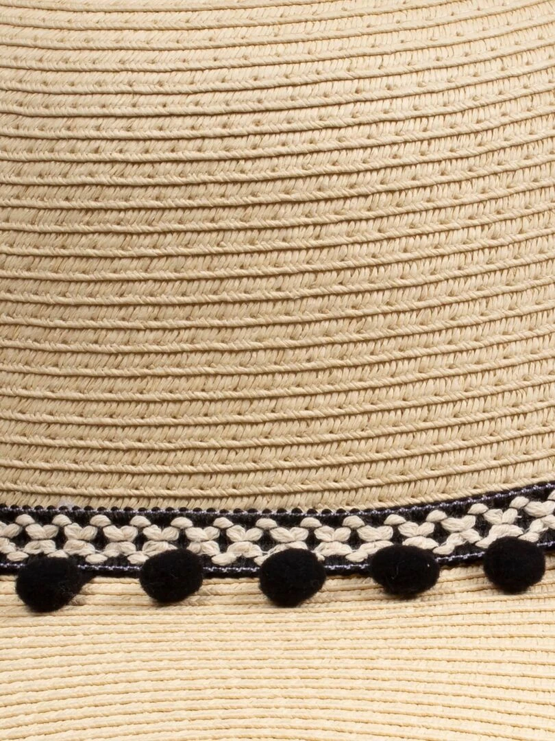 Chapeau Femme Capeline pompons noirs Noir Noir