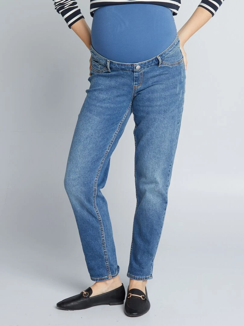 Jean mom grossesse avec abrasions Bleu