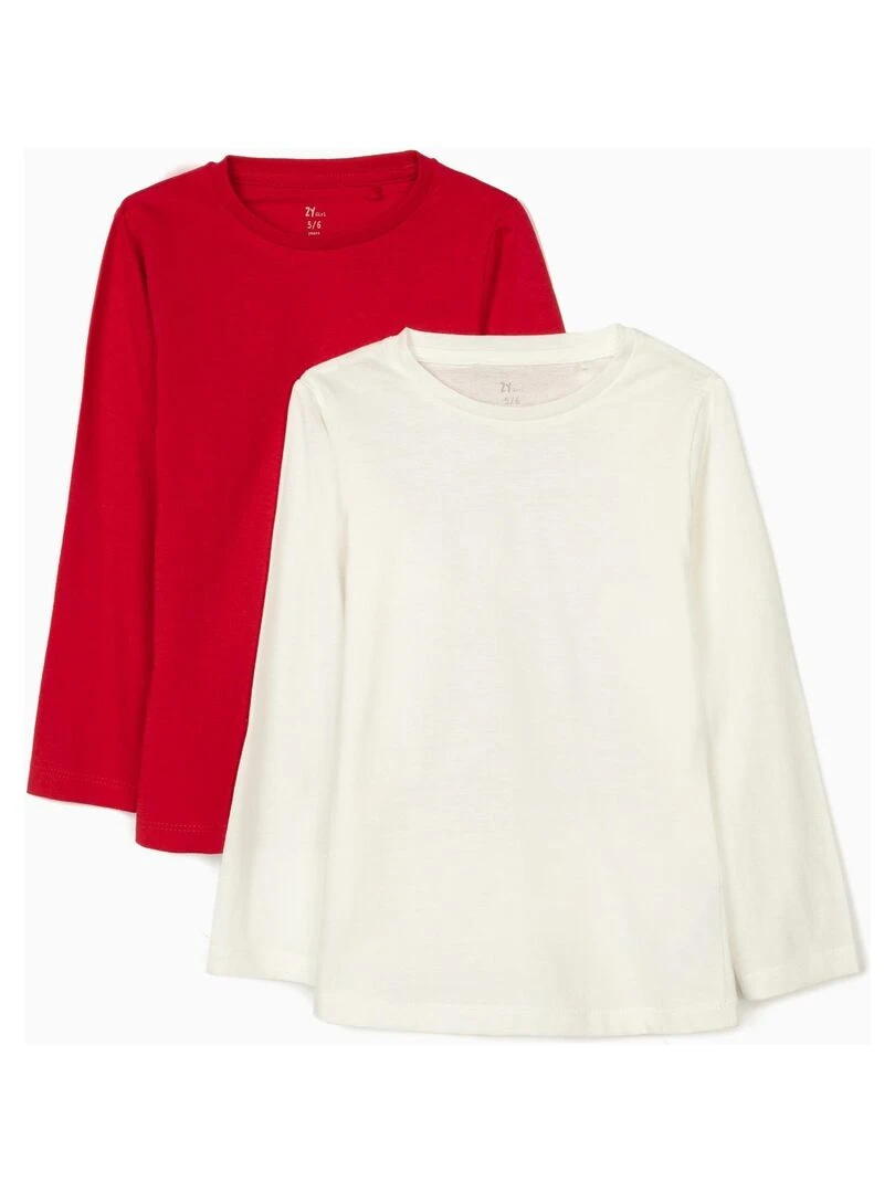 2 T shirts manches longues fille manches longues DISRUPTION Rouge