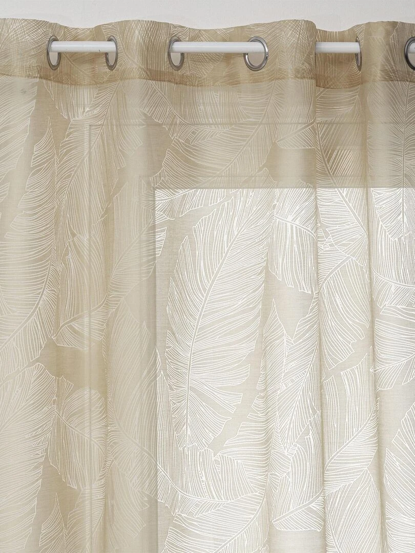Voilage tamisant imprimé feuilles Beige clair