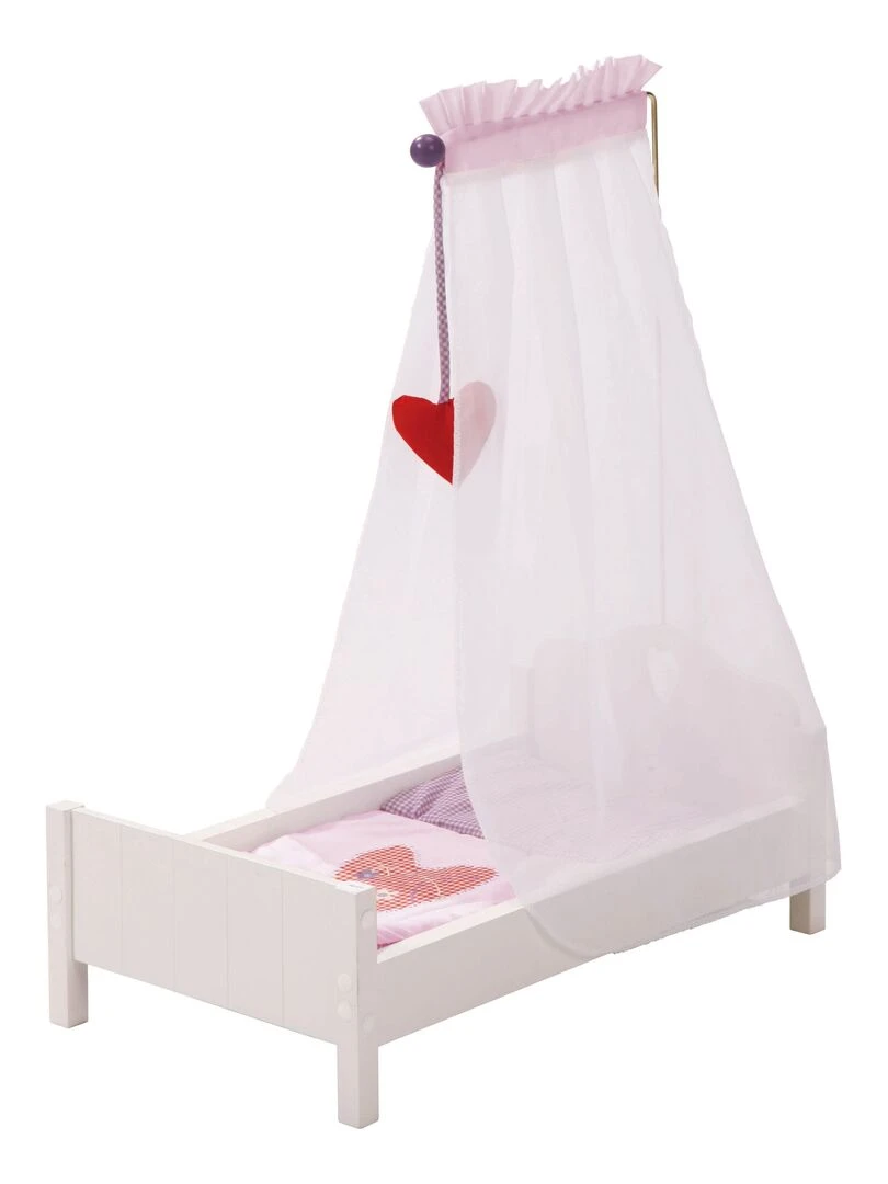 ROBA Lit pour Poupée en Bois "Fienchen" Inclus Textile Rose Laqué Blanc N/A