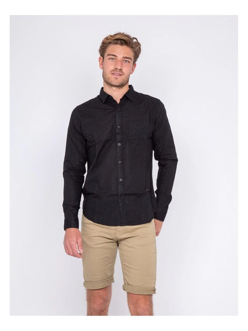 Chemise manches longues lin et coton DALICOT Noir