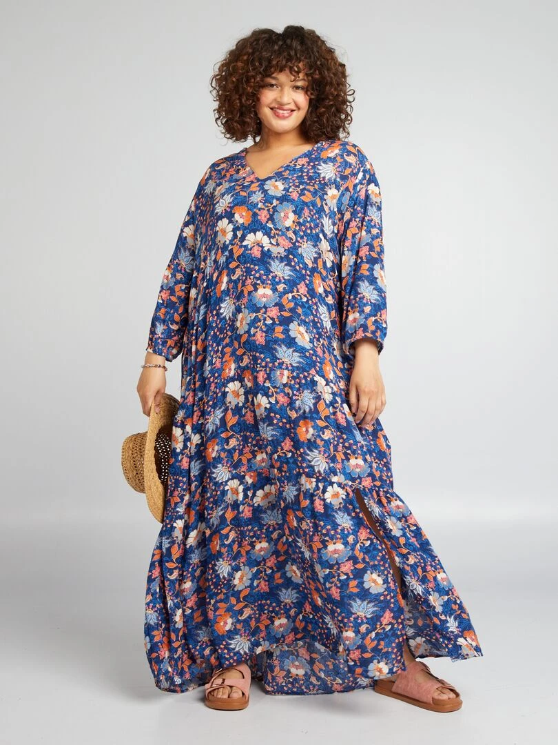 Robe longue imprimée   Bleu