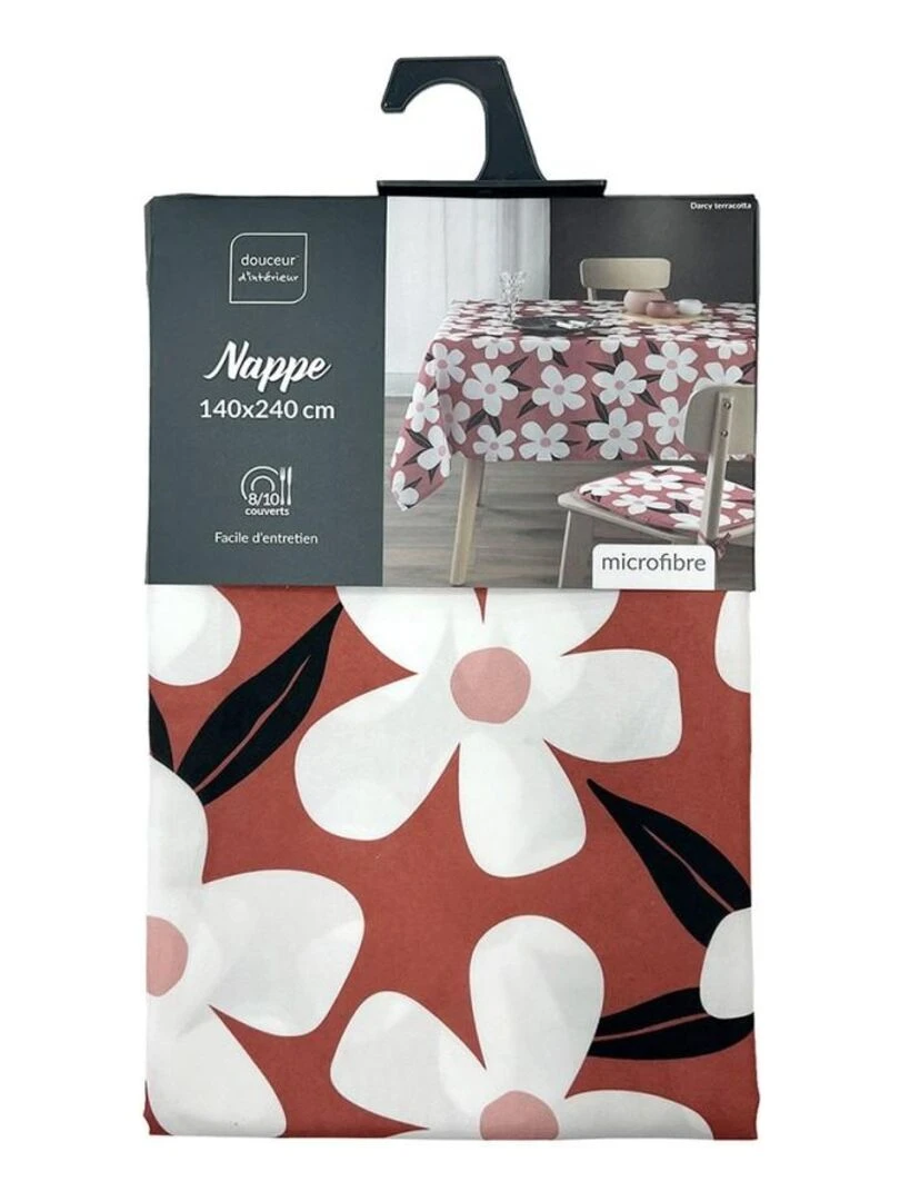 Nappe rectangulaire 140x240 cm Darcy terracotta microfibre   Rouge