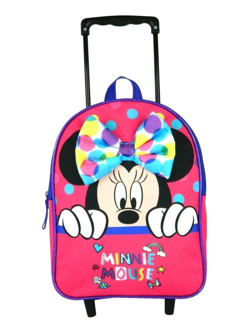 BAGTROTTER Sac à Dos à roulettes 31 cm Minnie Disney Rose avec noeud en 3D Rose