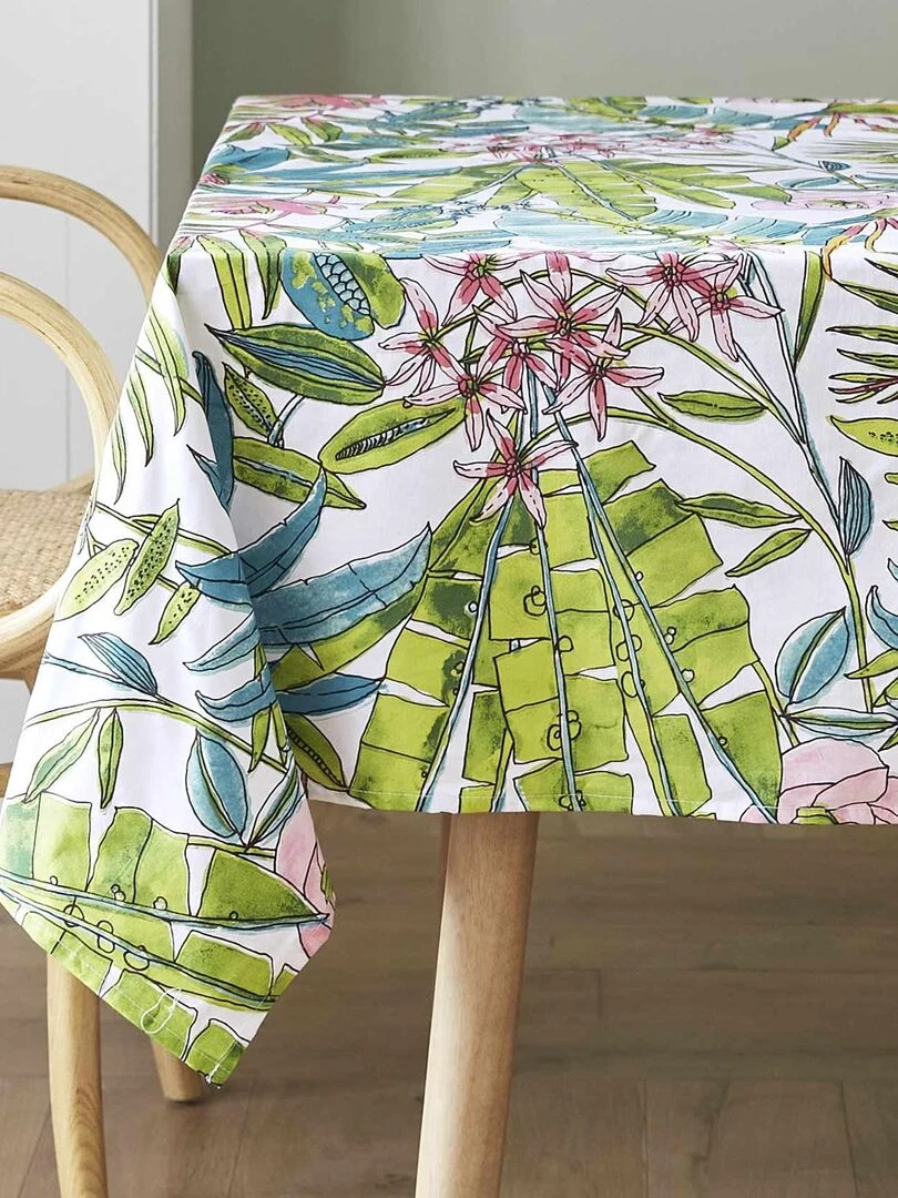 Nappe rectangulaire enduite florale Vert clair