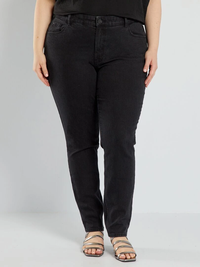 Jean slim à taille haute L34 Noir