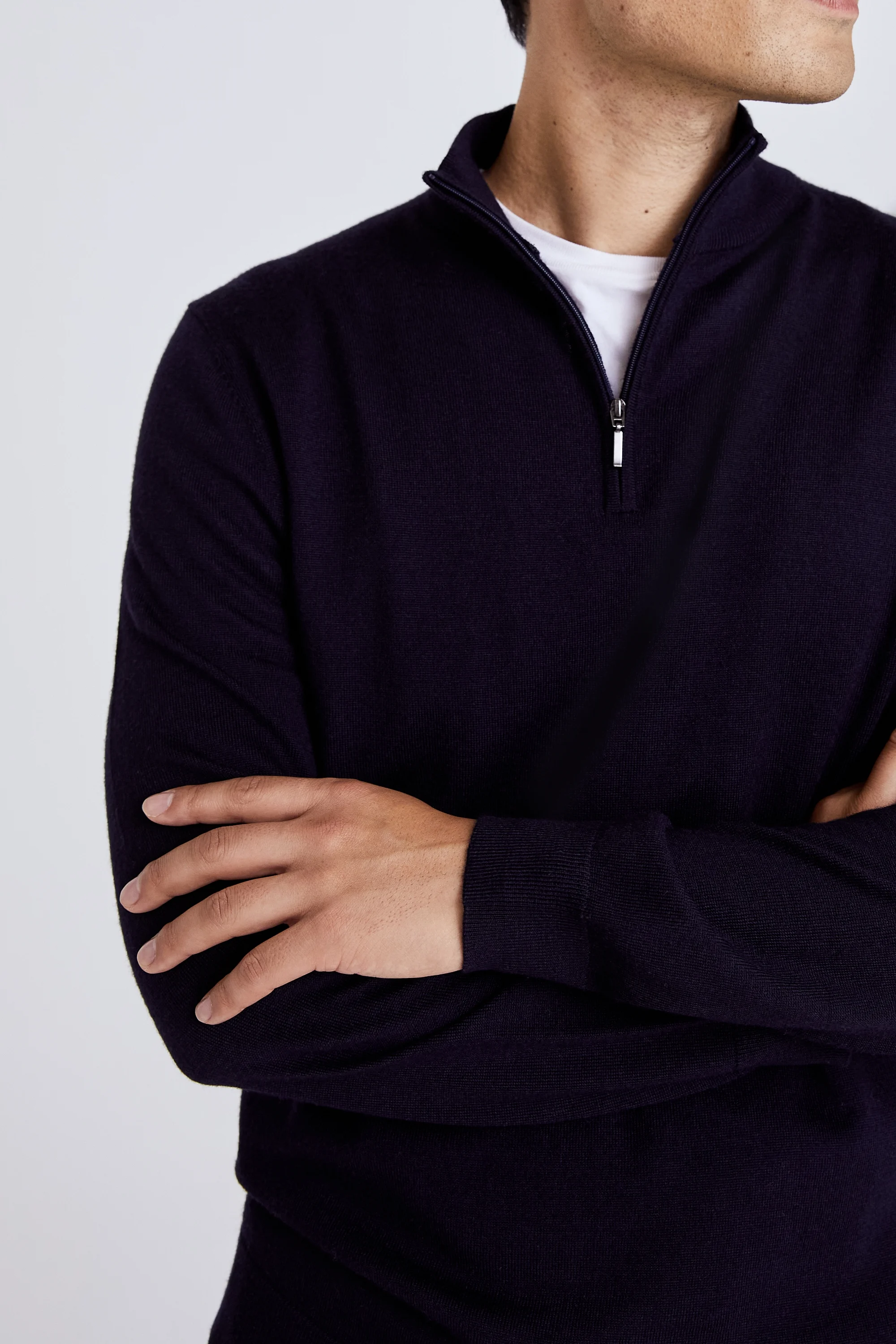 Navy Merino Crew Neck Jumper   Buy Online at Moss