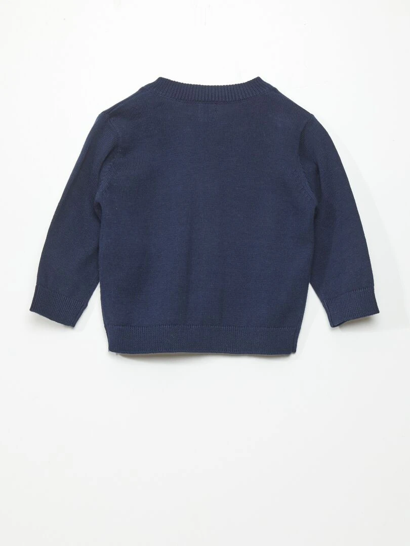 Gilet à col V en maille légère Bleu
