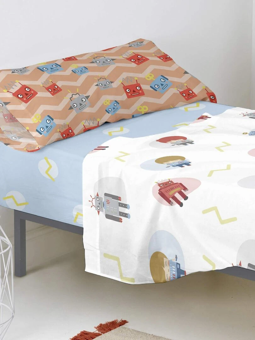 Drap housse Beep "Happyfriday" Blanc