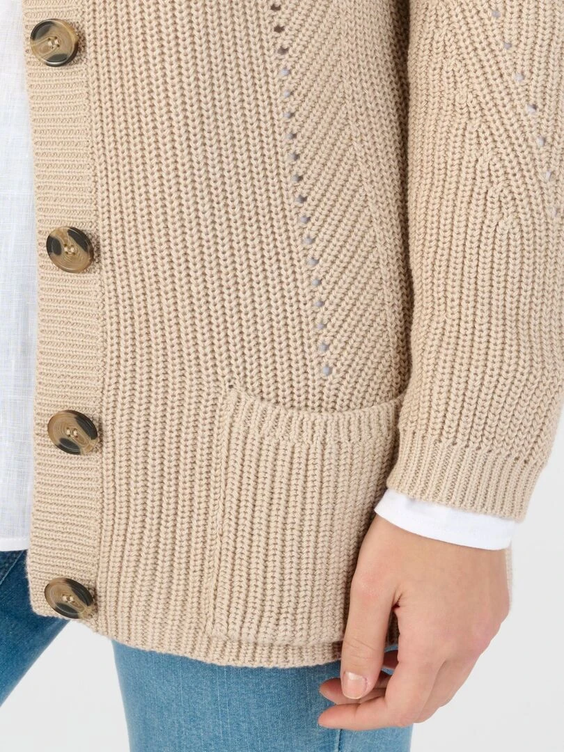 Gilet maille perlée   Damart   Beige gris