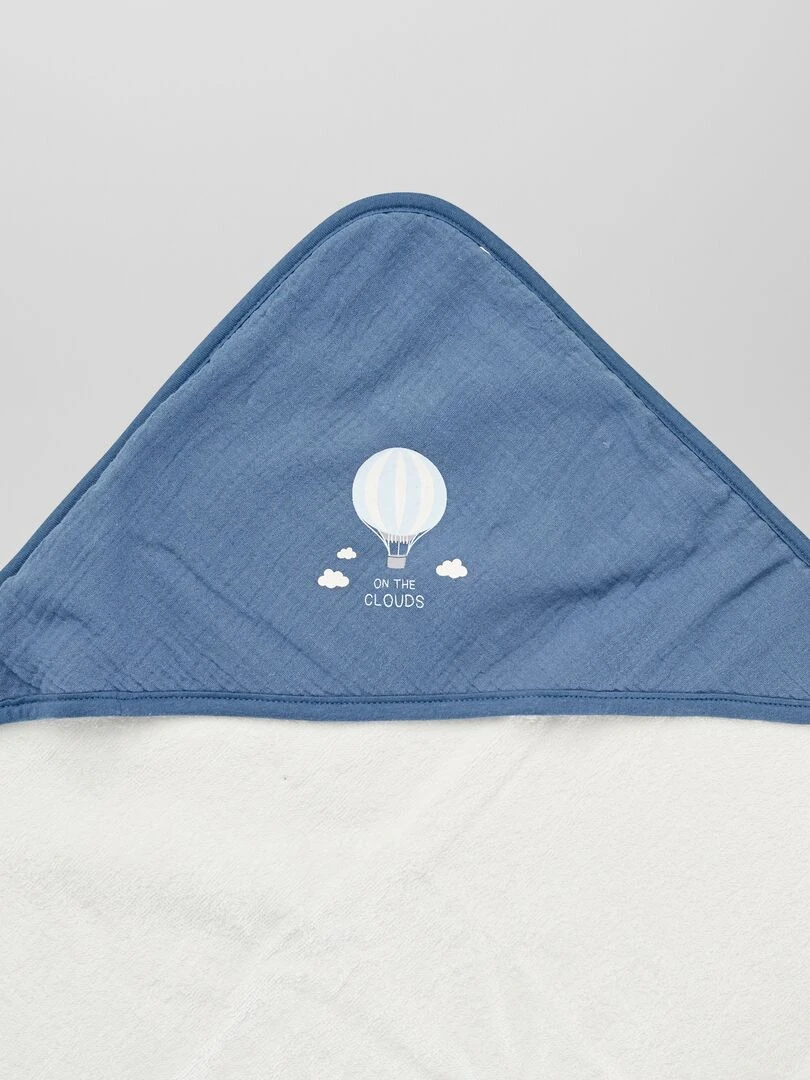 Cape de bain + gant de toilette   2 pièces   Bleu/blanc