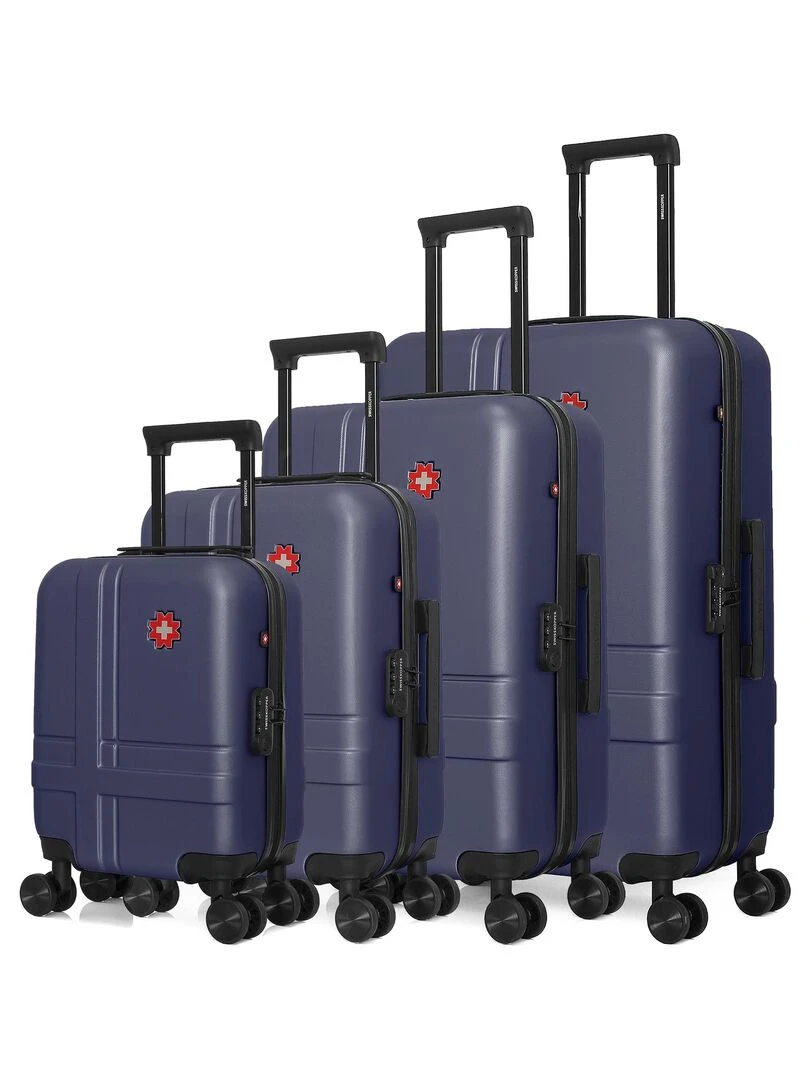 Set de 4 Valises Rigides Grand Format Taille Moyenne Valise Cabine et Vanity USTER M Bleu marine