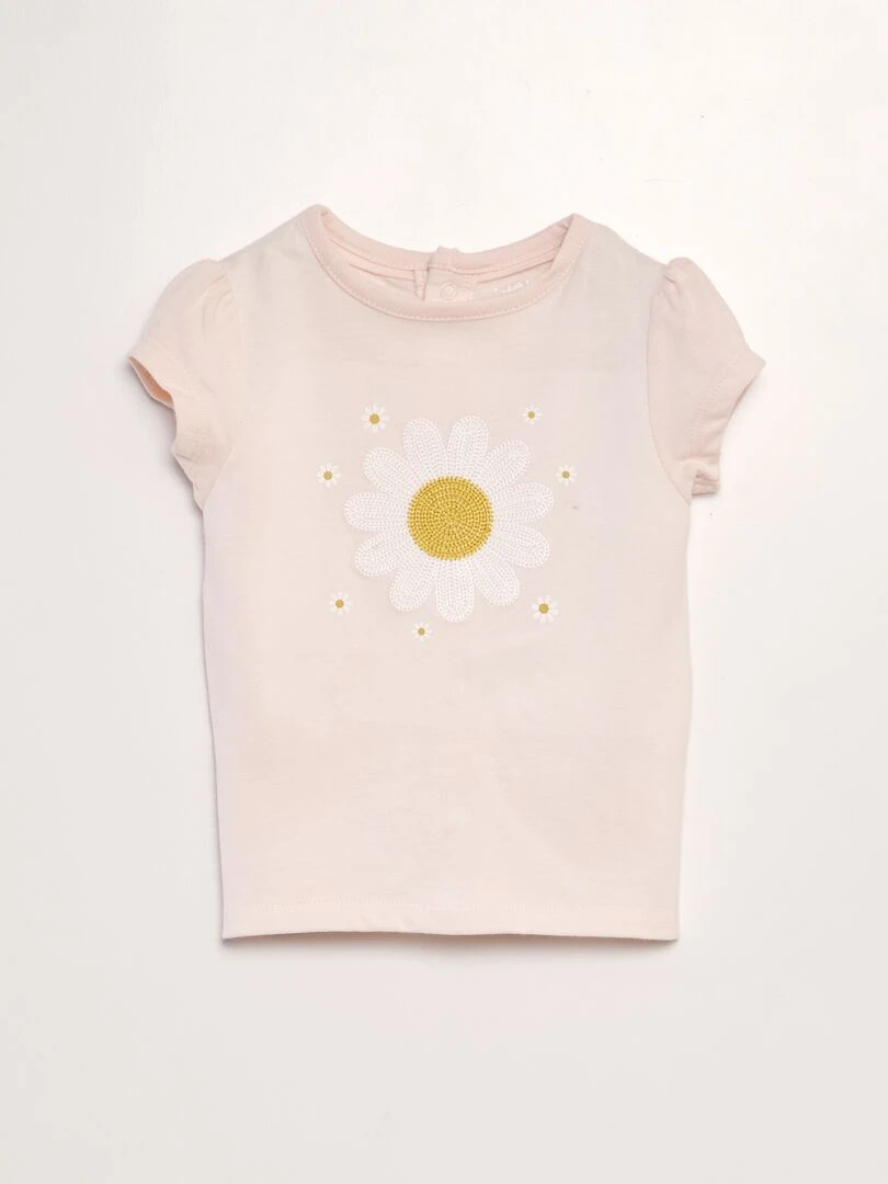 Tee shirt manches courtes imprimé Rose fleur
