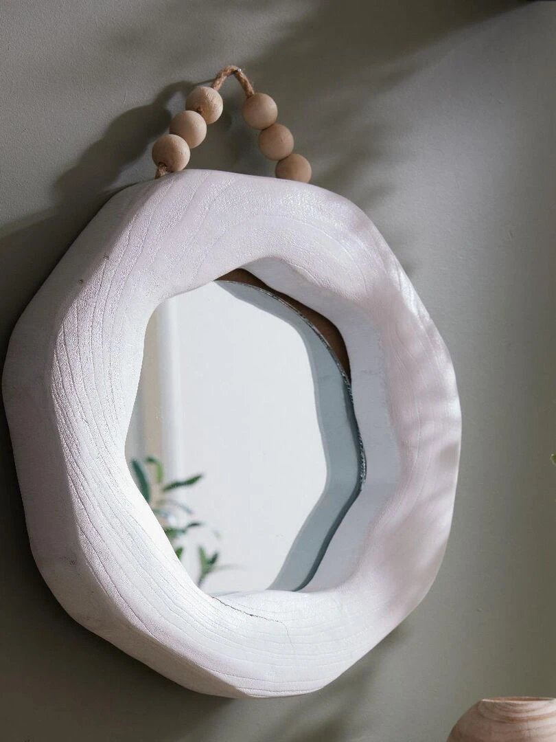 Miroir Irrégulier avec perles MATISSE   Blanc